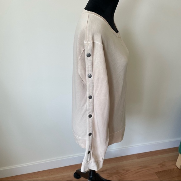 MONROW Beige Snap Sleeve Cotton Blend Tear Away Sweatshirt HT0527 Size Medium - Picture 4 of 11